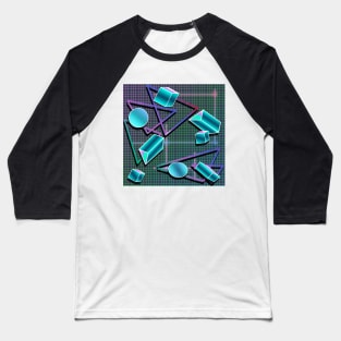 90s Trapper Binder Keeper Geometric Grid Tron Pattern 80s Retro Baseball T-Shirt